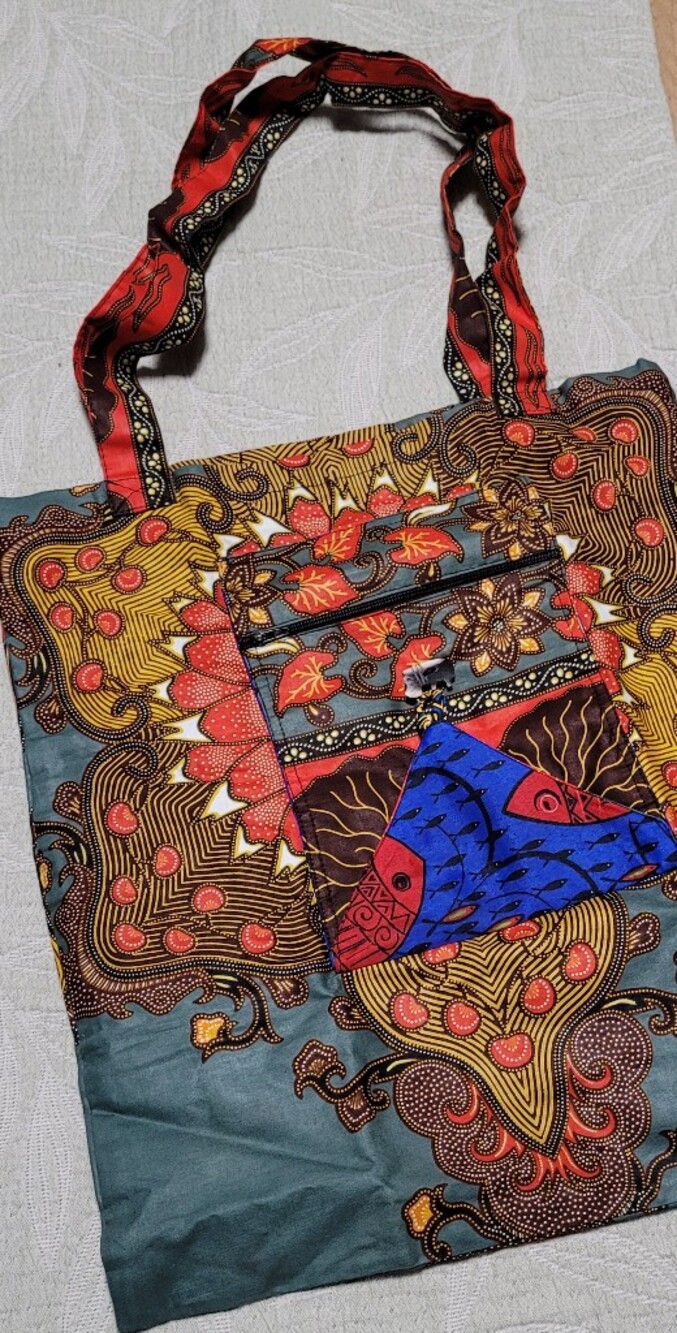 Multicolor Printed Tote Bag - Red, Blue & Yellow